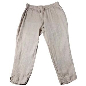 Caslon Linen Pants Womens Petite Large Beige Ankle Tapered Elastic Waist Pockets